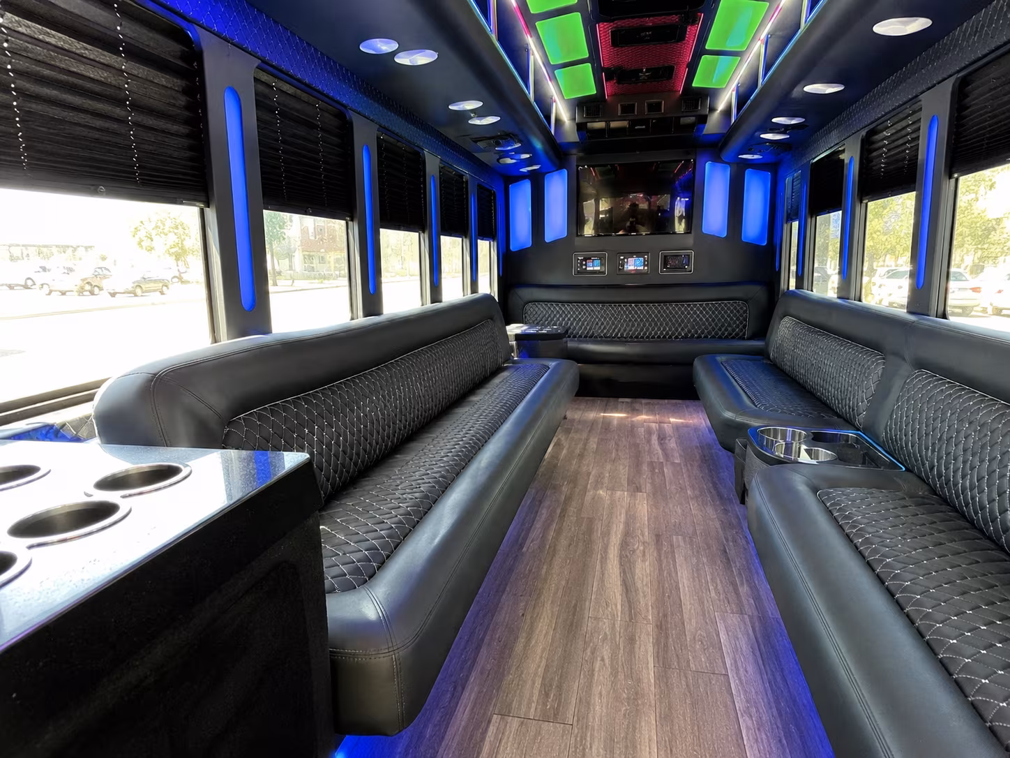 riverside 15 passenger party bus inside