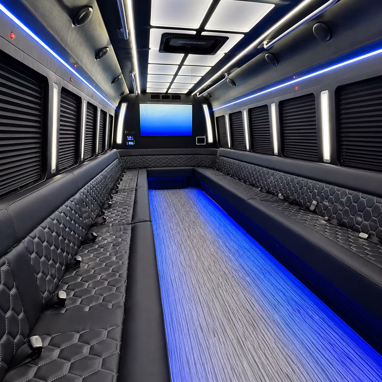 riverside 50 passenger party bus inside