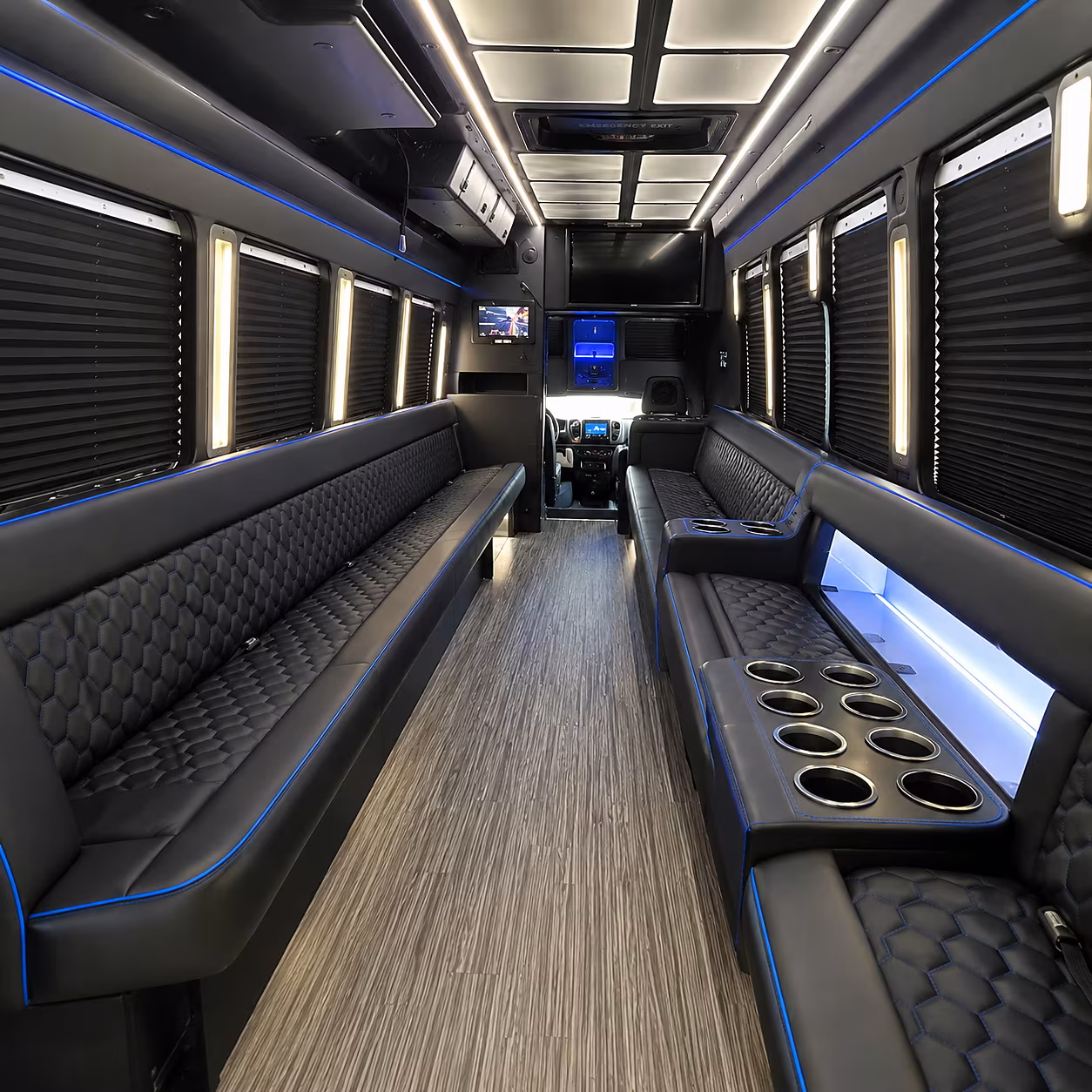 riverside party bus rental interior